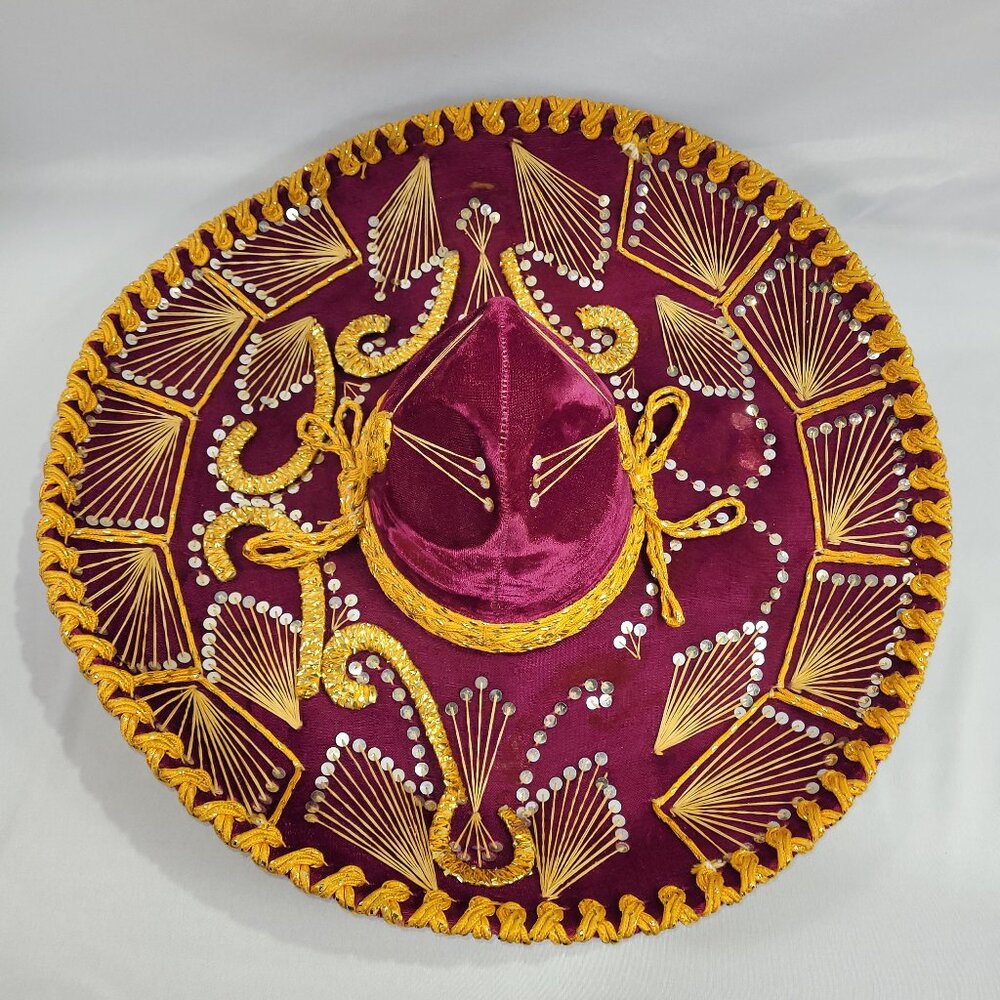 Pigalle Calidad Prestigio Luna Sombrero Vintage 1970s Mexico Velour Hat XXXXX